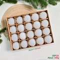 20-piece set of 6cm white velvet flocked Christmas balls with assorted textures in box - 20 Pieces Set / Cream