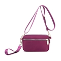 Deep purple waterproof nylon crossbody bag with multi-zipper layers and gold hardware - Purple