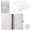 Clear A6 PVC binder cover with 6-ring binder and twelve zipper pockets for budget organizer - Transparent PVC A6 Set