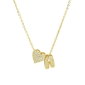 Gold balloon heart and letter A necklace with micro-pave cubic zirconia stones - Letter A