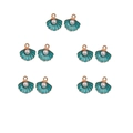 Detail of 10-piece shell charms with turquoise enamel and pearl accents for DIY jewelry - Large / Blue
