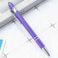 Purple 2-in-1 retractable ballpoint pen with soft touch stylus and silver trim detail - Purple (Painted)
