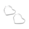 Vintage silver heart hoop earrings with twist rope texture in stainless steel style - Silver Style (KE99957-KFC)