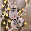 Grazioso addobbo natalizio a pupazzo di neve con tessuto a scacchi bianchi e neri - Pupazzo di Neve
