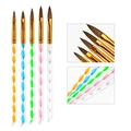 Set di 5 pennelli per nail art con manici a spirale colorati e puntali dorati - Set di 5 Impugnatura Colorata a Spirale