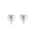 Polished S925 sterling silver minimalist heart stud earrings on white background - Heart Style (RHE595S)