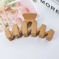 Matte caramel large wavy hair claw clip with modern frosted finish and strong spring - Earthy Yellow