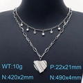 Collana a doppio strato in acciaio inossidabile con ciondoli cuore e stella e misure incluse - Stile 1 Acciaio