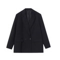 Blazer noir classique à double boutonnage pour femme avec revers en pointe et poches - XS / Noir