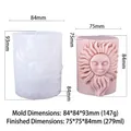 Sun Goddess silicone mold for DIY candles with anthropomorphic face relief and dimensions - Cylindrical Moon Goddess GJ-065