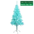 Light blue 180cm artificial PVC Christmas tree with 700 tips and white metal stand - 180cm Blue PVC Tree