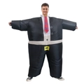 Funny inflatable business suit costume for adults featuring a black jacket and red tie - Suit & Tie / One Size