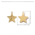 Detailed view of polished star pendant with dimensions 20mm by 17mm in stainless steel - VG542x3-Gold Pentagram