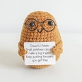 Handmade crochet positive potato doll with glasses and motivational message card - Potato with Glasses