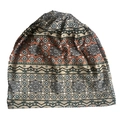 Detail of bohemian beanie featuring intricate mandala patterns and daisy ornaments - Ins Sunflower Beige