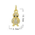 18K gold plated owl pendant with white zircon stones and black eyes, 13.5mm x 6.5mm - Gold - Owl 1554