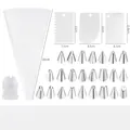 24-piece stainless steel piping tips set with EVA pastry bag and 3 cake scrapers - 24-Piece Set with 3 Scrapers (OPP Bag) / White