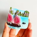 3D embossed Vietnam Halong Bay souvenir magnet featuring a traditional red sailing boat - (16) Ha Long Bay Vietnam