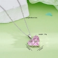 Collana con ciondolo a cuore rosa in gemma e catena argento, lunghezza 40+5cm e peso 3,9g - Argento con cristallo rosa