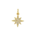 18K gold plated octagonal star pendant with micro-pave zircon crystals for DIY jewelry - Star B65