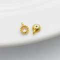 14K gold filled round bezel charm with pink zircon for DIY necklace making - Single Loop 4*6mm / Champagne