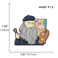 Artistic painter enamel pin with palette and brush measures 3.6x4.1cm and weighs 9.1g - Leonardo Da Vinci