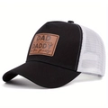Cappello trucker retrò bicolore con patch in pelle DAD e rete posteriore traspirante - Regolabile / Nero