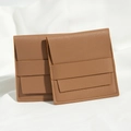 Brown PU leather jewelry gift pouch with snap closure in a set of two pieces - 8*8cm / Coffee