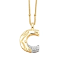 Collier bicolore plaqué or avec pendentif lettre C et zircons sertis pavé - Lettre C