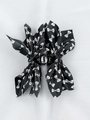 Classic black paisley heart hair claw clip with a white bow detail for women - Black Bowknot Print Claw