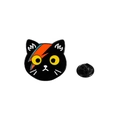 Cute black enamel cat pin with David Bowie lightning bolt design and rubber back - David Bowie Lightning Cat Style (CZ0801-2)