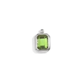 Silver square pendant featuring a light green emerald-cut gemstone for women - August (Peridot Green) / Steel