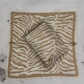 Square zebra print scarf in beige and white with a silky finish and soft edges - Zebra-print Khaki Small Square Scarf/silk Scarf / 65