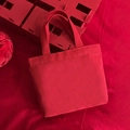 Mini rode canvas cadeautas voor bruiloften met lint handgrepen en luxe textuur - Open bovenkant / Blanco Stijl