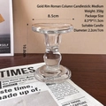 Medium glass Roman pillar candle holder with elegant gold rim and 10.8cm height - Gold Rim Transparent Medium