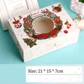 White Christmas cupcake box for 6 pieces with gingerbread print and 21x15x7cm window - Gingerbread Man / Large (6-count) / White