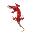 Broche lézard vintage avec strass rouges étincelants et accents en cristal vert - Rouge Vif (B295-C)