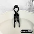 Black 9cm minimalist U-shaped hair pin in a stylish ceramic tray with modern decor - Large Fish Tail Hair Stick / Black