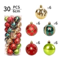 Set mit 30 Weihnachtskugeln 6cm in Rot Grün und Gold mit verschiedenen Texturen für Deko - 6cm 30 Stück/Röhre / Rot Grün und Gold