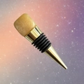 Natural crystal wine stopper with a rough yellowish-brown stone and gold metal base - Topaz [Silver Base]