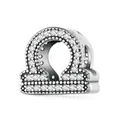 S925 sterling silver Libra zodiac charm with cubic zirconia pave and polished finish - Libra