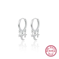 S925 sterling silver hoop earrings with star moon and cross charms and clear stones - 925 Silver / Silver