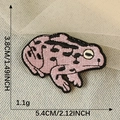 Pink and black spotted frog embroidery patch, 5.4cm x 3.8cm decorative badge for clothing - Pink Frog