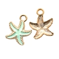 Pendentif étoile de mer en alliage avec émail vert clair et base dorée - Étoile de mer / Vert