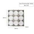 Set of 9 white 6cm Christmas ornaments in a silver grid box for holiday tree decoration - White