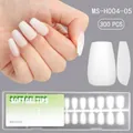 Matte milchweiß Soft-Gel-Nagelspitzen in Coffin-Form, 300 Stück Box mit 15 Größen - 300 Stück / Kurzes Trapez 05 (MS-H004-05)