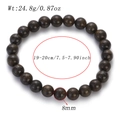 Detail view of 8mm natural stone beaded bracelet showing dark brown wood texture - 8mm Beads / Bronze Gray (AB855-13)