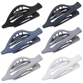 Set of six oval matte duckbill hair clips in gradient colors from black to white - Set 20 (Pack of 6)