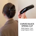 Pasador de pelo curvo negro brillante para mujer, de 9,6 cm de largo para un estilo elegante - Negro