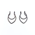 Pair of gunmetal U-shaped non-piercing heart nose rings with double V-line design - Black